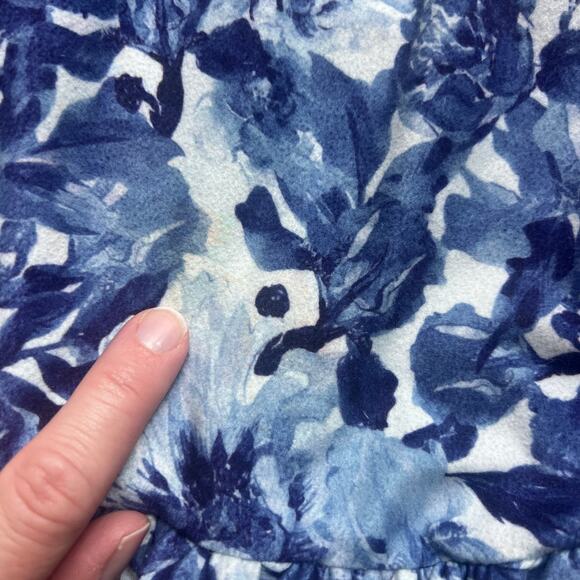 Jane + Jo dress 3T Blue Floral Super Soft Tie Shoulders Ruffle Hem Coastal READ - Picture 5 of 7